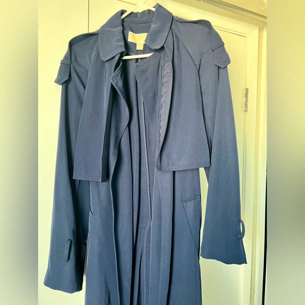 Michael Kors Blue Trench Coat S / M - NWOT - Picture 5 of 10